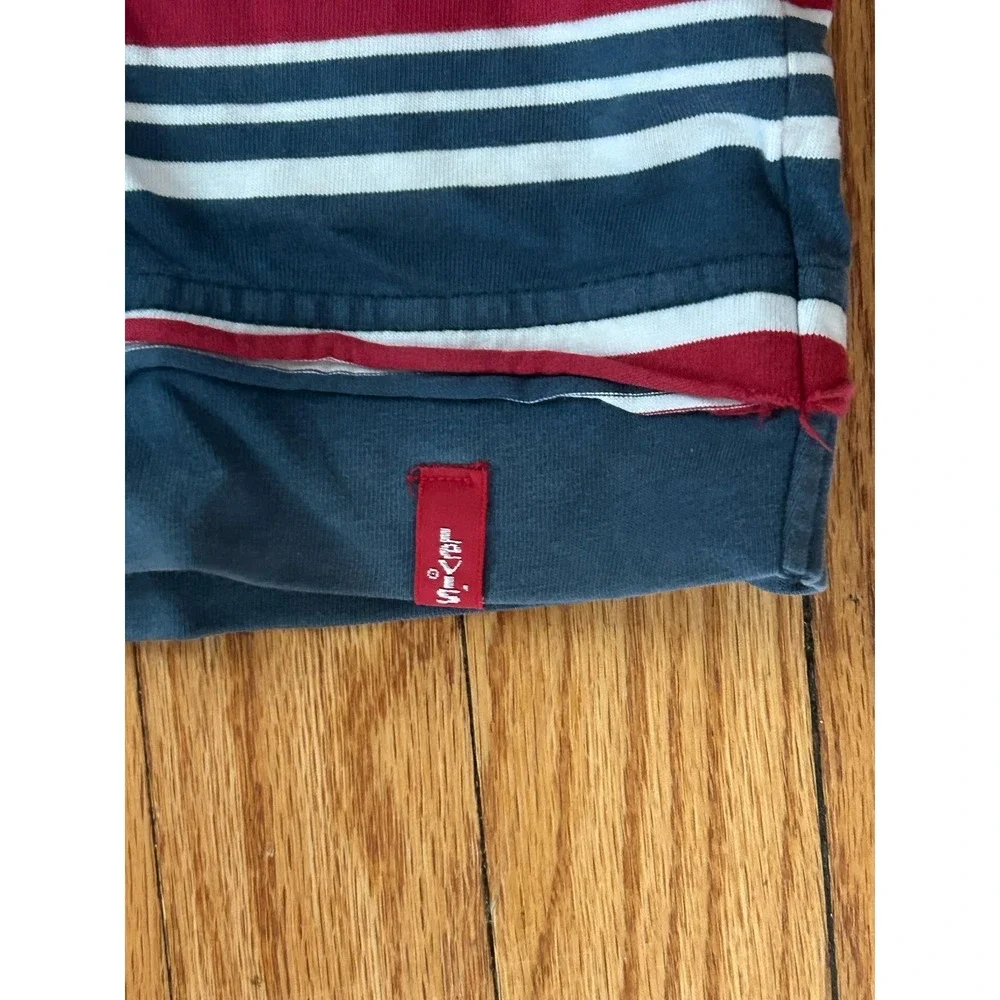 Vintage 2007 Levi's Red Tab Striped Polo Shirt - Men's Medium- LS Logo Y2K